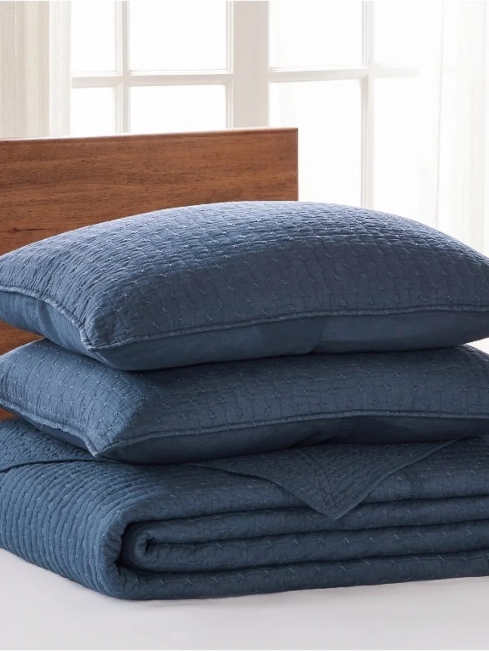 Levtex Home Cross Stitch Navy 3-Pc. Bedspread Set, Full  100x104